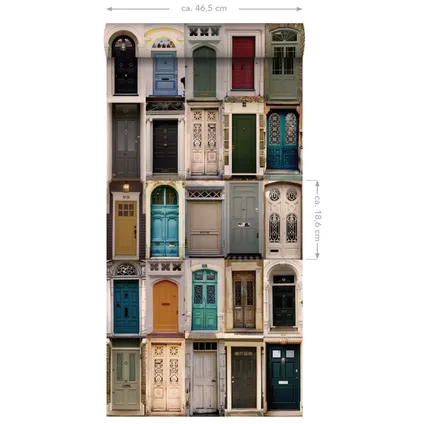 ESTAhome XXL behang vintage deuren beige, blauw, rood en groen - 50 x 900 cm - 158504 5