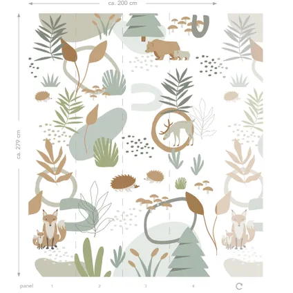 ESTAhome fotobehang bos met bosdieren vergrijsd groen en beige - 200 x 279 cm 6