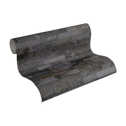 Livingwalls papier peint brique gris et noir - 53 cm x 10,05 m - AS-355825