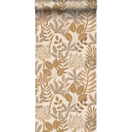 ESTAhome behang bladeren beige en zandkleurig - 50 x 900 cm - 139678