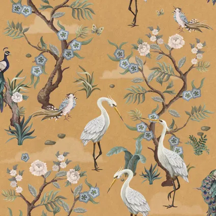 ESTAhome papier peint oiseaux de grue jaune ocre - 50 x 900 cm - 139707 8