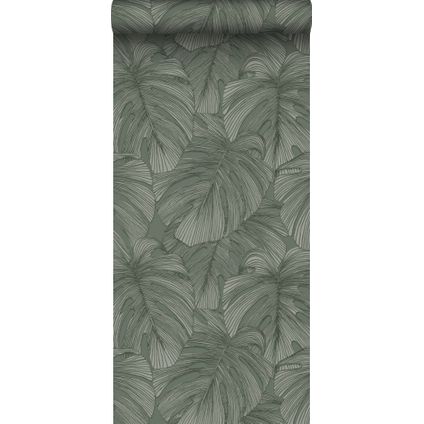 Origin Wallcoverings papier peint effet 3D feuilles vert grisé - 50 x 900 cm - 347919