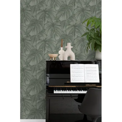Origin Wallcoverings papier peint effet 3D feuilles vert grisé - 50 x 900 cm - 347919 4