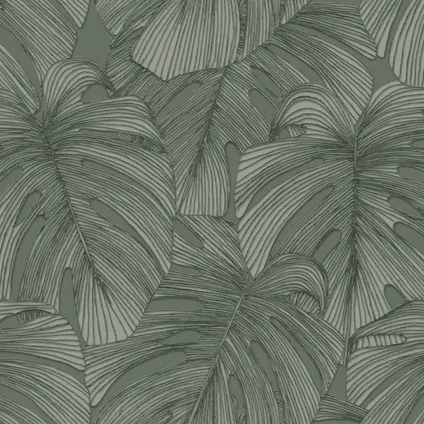 Origin Wallcoverings behang 3D-motief bladeren vergrijsd groen - 50 x 900 cm - 347919 9