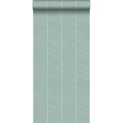 ESTAhome behang visgraat-motief vergrijsd mintgroen - 0,53 x 10,05 m - 139108