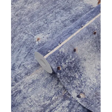 ESTAhome behang metalen platen blauw en bruin - 53 cm x 10,05 m - 138219 6