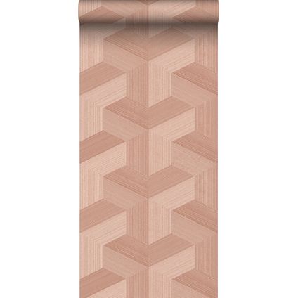 Origin Wallcoverings eco-texture vliesbehang grafisch 3D motief terracotta roze