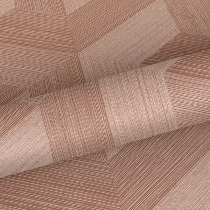 Origin Wallcoverings eco-texture vliesbehangpapier grafisch 3D motief terracotta roze 9