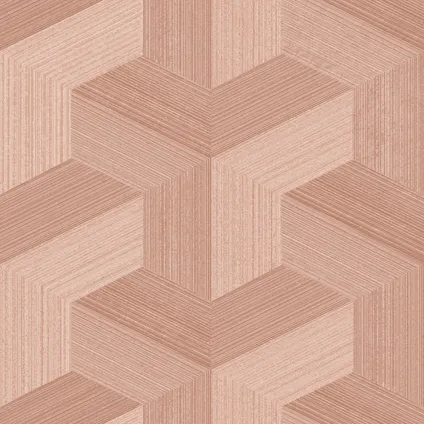 Origin Wallcoverings eco-texture vliesbehang grafisch 3D motief terracotta roze 10