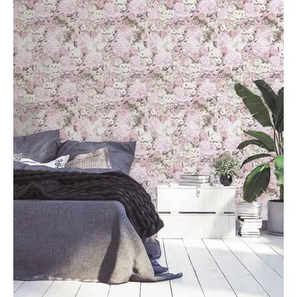 A.S. Création behangpapier bloemmotief roze, wit en glitter - 53 cm x 10,05 m 4