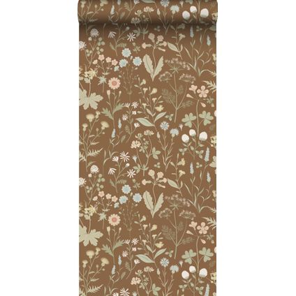 ESTAhome behangpapier veldbloemen beige bruin - 50 x 900 cm - 139695