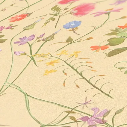 Livingwalls papier peint fleurs multicolore, beige crème, vert, rose et jaune - 53 cm x 10,05 m 5