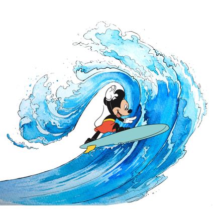 Sanders & Sanders fotobehangpapier Mickey Mouse blauw, rood en wit - 300 x 280 cm