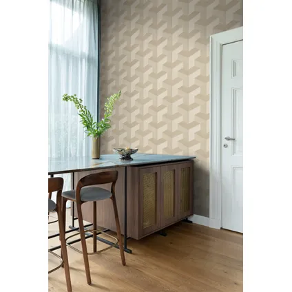 Origin Wallcoverings eco-texture vliesbehang grafisch 3D motief beige - 50 x 900 cm 5