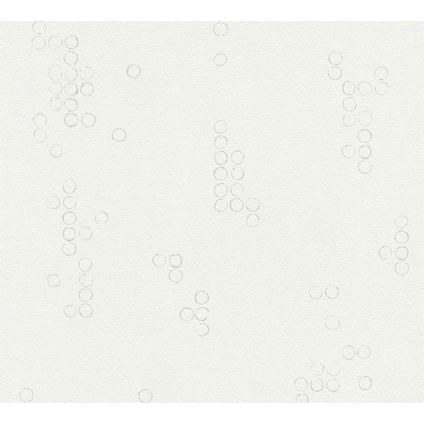 A.S. Création behang stip wit en grijs - 53 cm x 10,05 m - AS-377631
