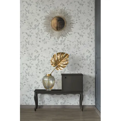 Livingwalls behang bloemmotief wit en grijs - 53 cm x 10,05 m - AS-387263 3