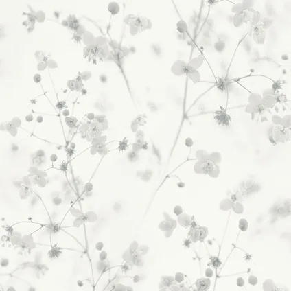 Livingwalls behang bloemmotief wit en grijs - 53 cm x 10,05 m - AS-387263 4