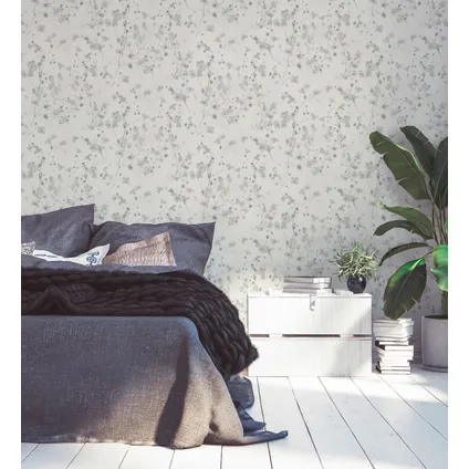 Livingwalls behang bloemmotief wit en grijs - 53 cm x 10,05 m - AS-387263 7