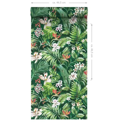 ESTAhome XXL behangpapier tropische bladeren en bloemen emerald groen - 50 x 900 cm 8