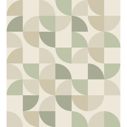 ESTAhome papier peint panoramique formes géométriques beige et vert - 2.5 x 2.79 m - 159386