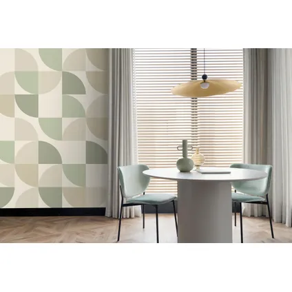 ESTAhome papier peint panoramique formes géométriques beige et vert - 2.5 x 2.79 m - 159386 2