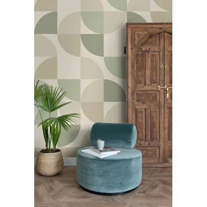ESTAhome papier peint panoramique formes géométriques beige et vert - 2.5 x 2.79 m - 159386 4