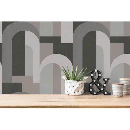 Livingwalls behang art deco motief grijs en zwart - 53 cm x 10,05 m - AS-391704 4