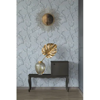 Livingwalls behang bloemmotief grijs, bruin en wit - 53 cm x 10,05 m - AS-387391 3