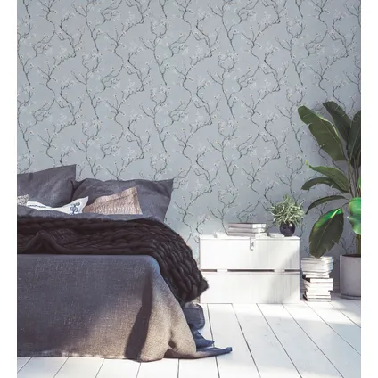 Livingwalls behang bloemmotief grijs, bruin en wit - 53 cm x 10,05 m - AS-387391 7