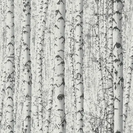Livingwalls behang bosrijk landschap wit, grijs en zwart - 53 cm x 10,05 m 5