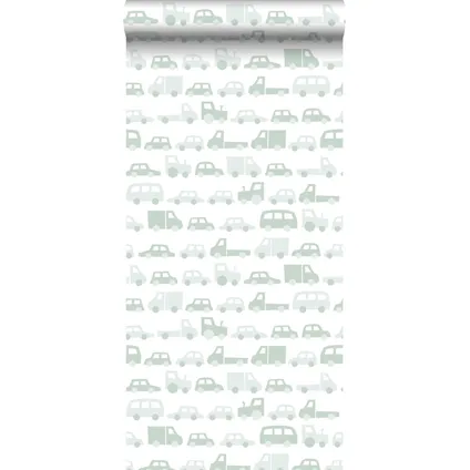 ESTAhome behang auto's vergrijsd mintgroen - 0,53 x 10,05 m - 139043