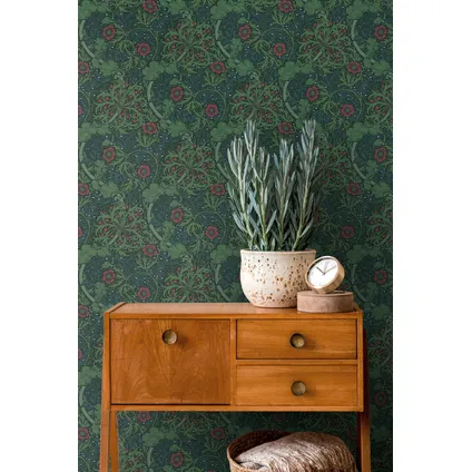 Livingwalls behang bloemmotief groen, zwart en rood - 53 cm x 10,05 m - AS-390591 5