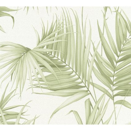 Michalsky Living papier peint motif figurativ vert, beige crème et blanc - 53 cm x 10,05 m