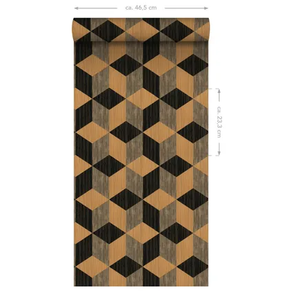 ESTAhome XXL behang 3D grafische kubussen zwart en bruin - 50 x 900 cm - 158918 6