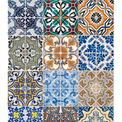 ESTAhome XXL behang Spaanse tegels blauw, oranje, groen en beige - 50 x 900 cm 6