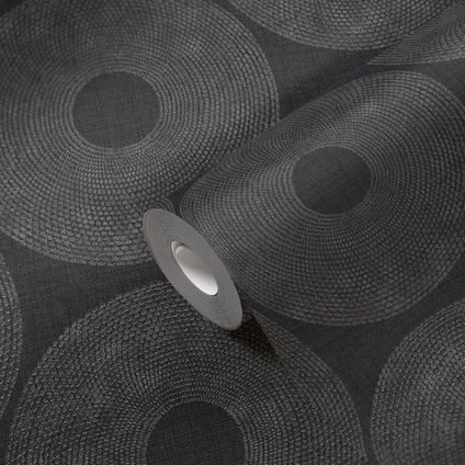 Livingwalls behang stip zwart en grijs - 53 cm x 10,05 m - AS-385243