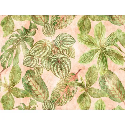 One Wall one Role fotobehangpapier jungle-motief groen en roze - 371 x 280 cm 2