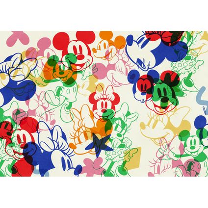 Komar fotobehangpapier Mickey & Minnie Mouse blauw, groen en rood - 4 x 2,50 m