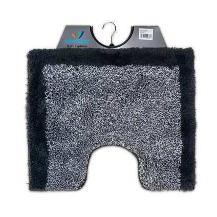 Wicotex - Badmat set met Toiletmat - WC mat met uitsparing Grijs met Zwarte rand 3