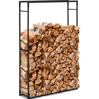 hillvert Abri pour bois de chauffage - 45 kg - 100 x 25 x 150 cm - Acier - noir HI-FWR-010
