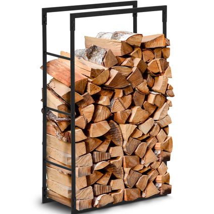 hillvert Abri pour bois de chauffage - 30 kg - 60 x 23 x 100 cm - Acier - noir HI-FWR-004