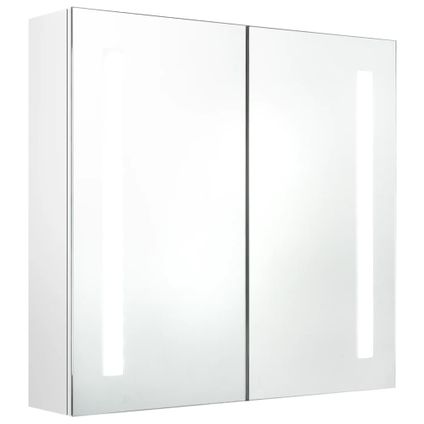 vidaXL Badkamerkast met spiegel en LED 62x14x60 cm glanzend wit