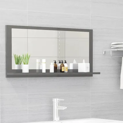 vidaXL Miroir de salle de bain Gris brillant 80x10,5x37 cm 2