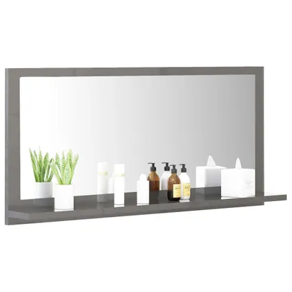 vidaXL Miroir de salle de bain Gris brillant 80x10,5x37 cm 4