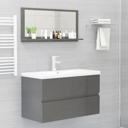 vidaXL Miroir de salle de bain Gris brillant 80x10,5x37 cm 6