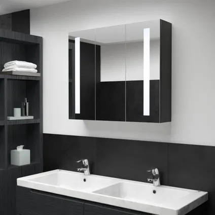 vidaXL Armoire de salle de bain à miroir LED 89x14x62 cm 2