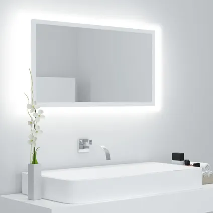 vidaXL Miroir à LED de salle de bain Blanc 80x8,5x37 cm Acrylique 2
