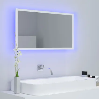 vidaXL Miroir à LED de salle de bain Blanc 80x8,5x37 cm Acrylique 3