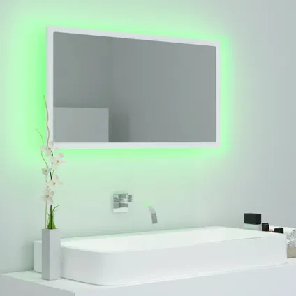 vidaXL Miroir à LED de salle de bain Blanc 80x8,5x37 cm Acrylique 5