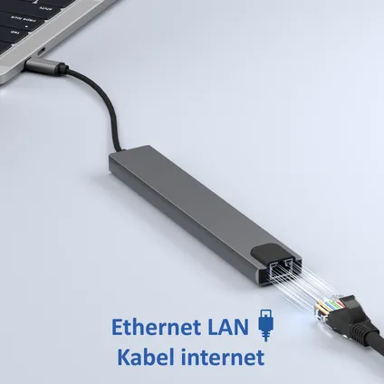 Hub USB C Rolio - Hub 10 en 1 - Ethernet - HDMI - 2x USB-C - 4x USB-A - Lecteurs de Cartes SD/TF 6